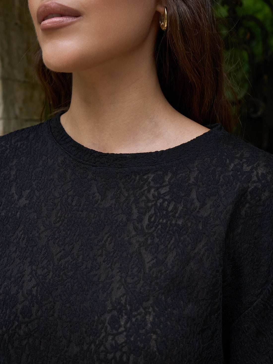 Black Lace Long-Sleeve Top