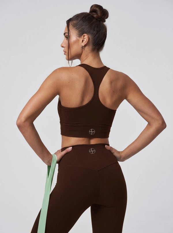 Racerback Sport-BH – Schokobraun