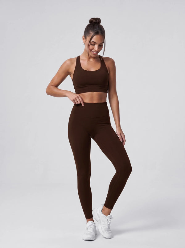High-Waist Leggings – Schokobraun