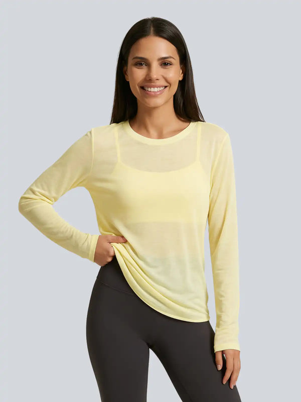 Mesh Longsleeve – Buttergelb