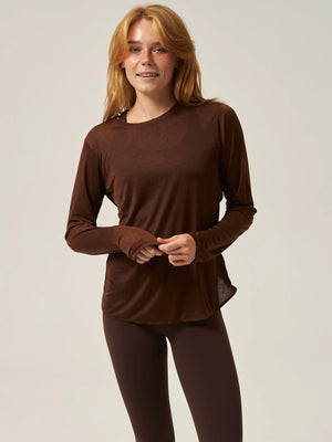 Mesh Longsleeve – Schokobraun
