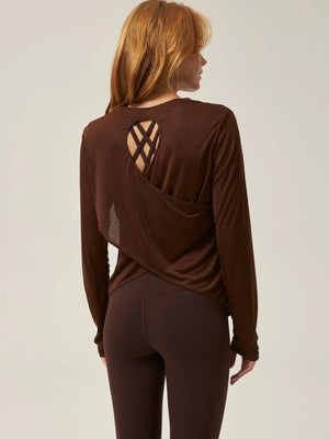 Mesh Longsleeve – Schokobraun