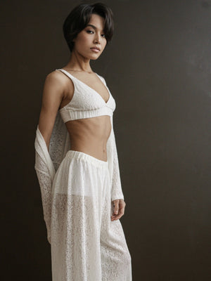 Ecru lace lounge pants by MUSSONY — alternative styling