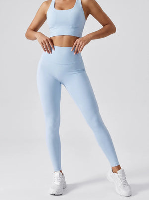 High-Waist Leggings – Himmelblau