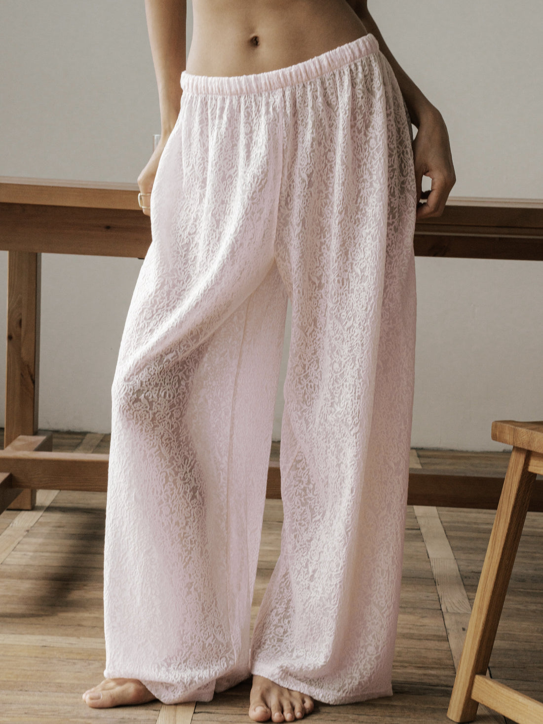 Blush Pink Lace Pants