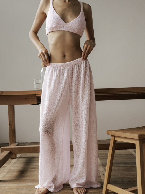 Blush Pink Lace Pants
