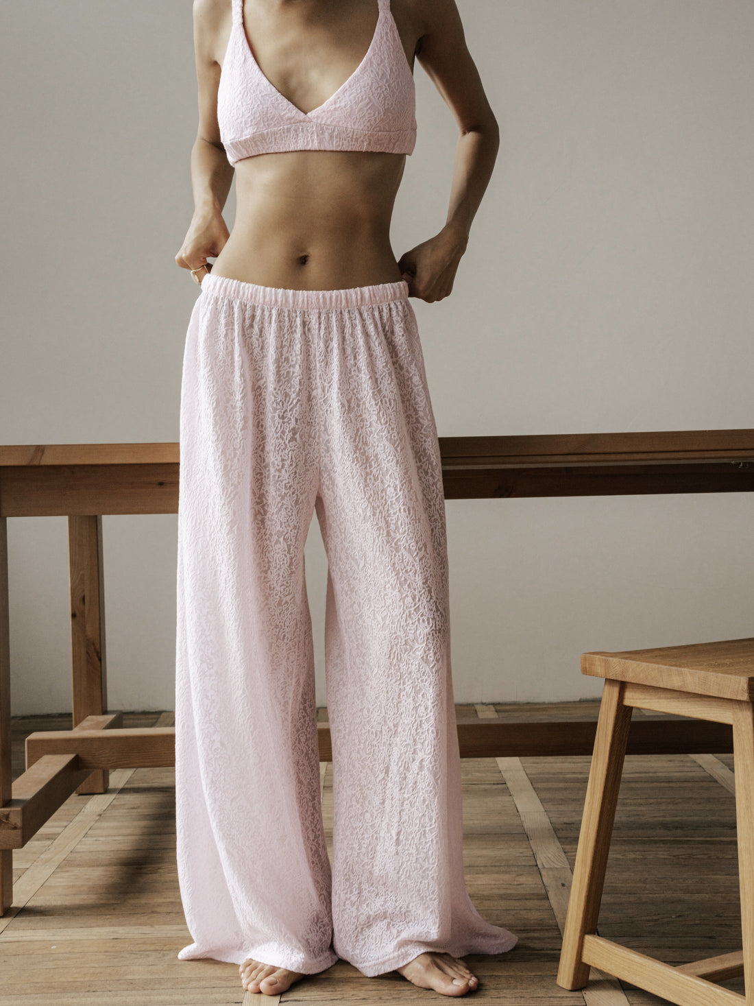 Blush Pink Lace Pants