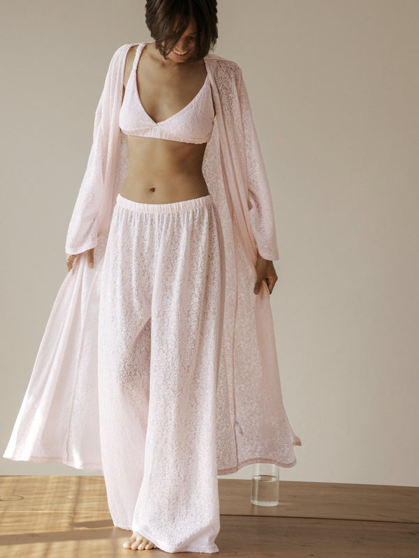 Blush Pink Lace Kimono