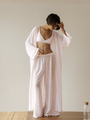 Blush Pink Lace Kimono