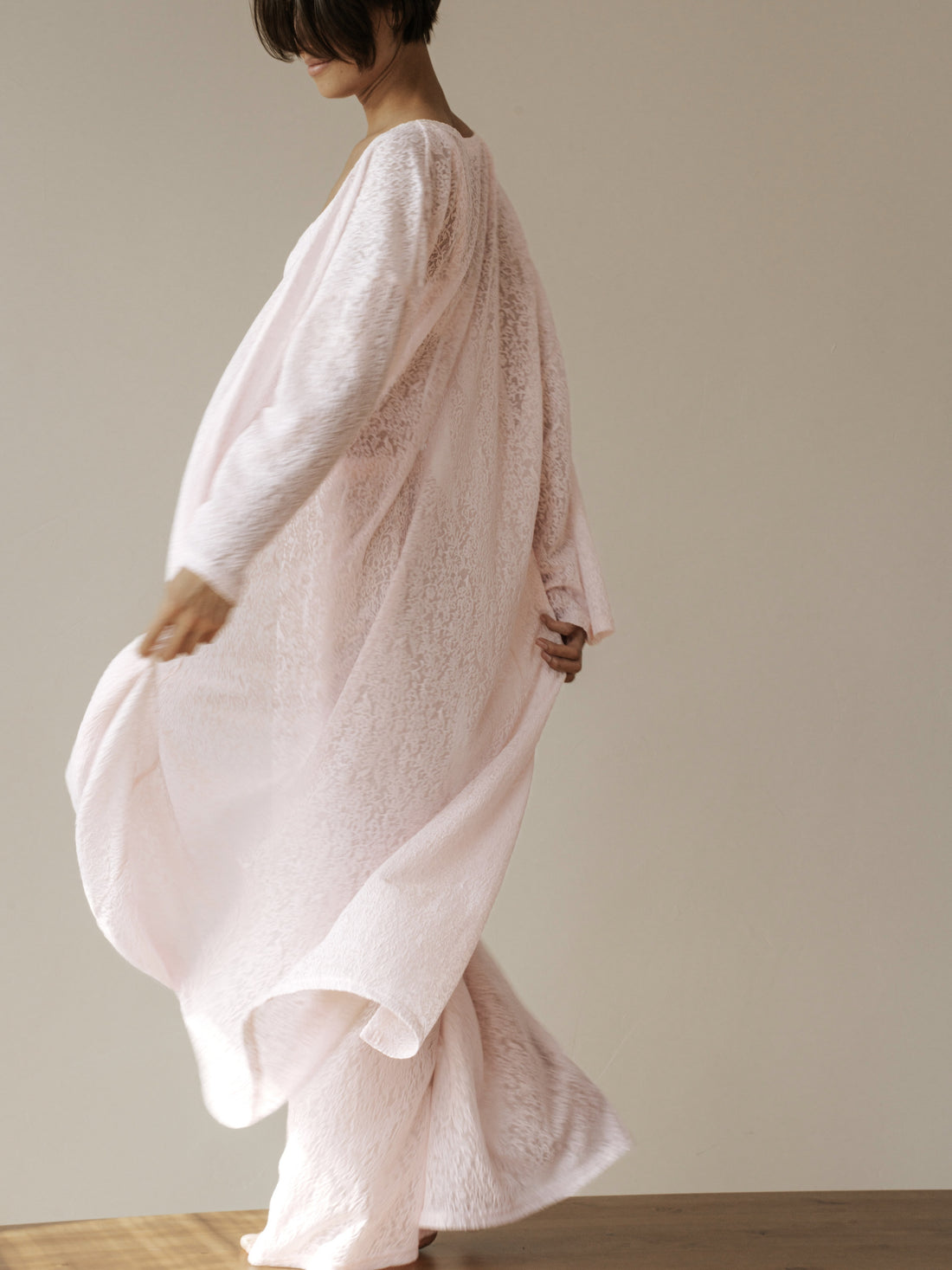 Blush Pink Lace Kimono