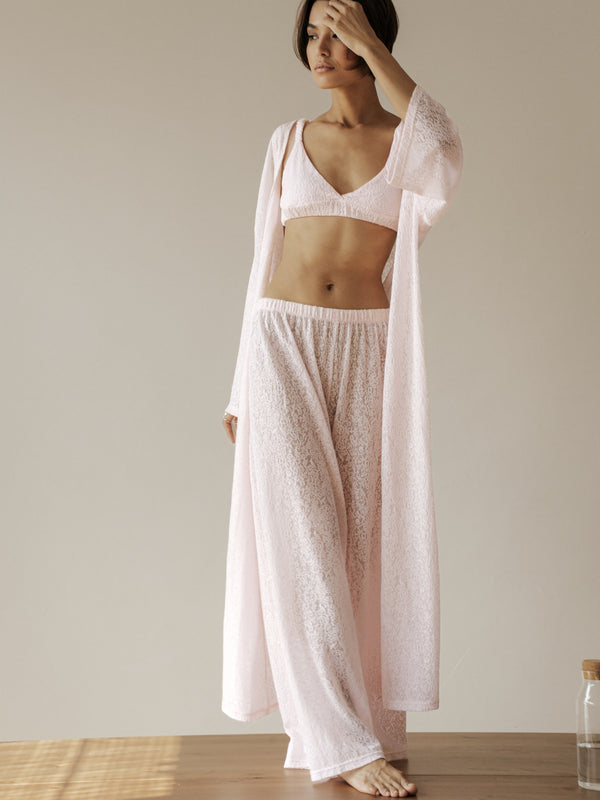 Blush Pink Lace Kimono