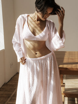 Blush Pink Lace Kimono