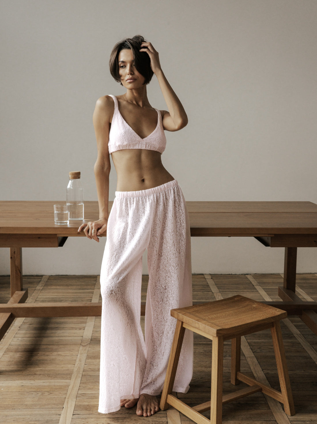 Blush Pink Lace Pants