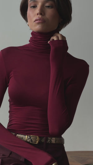 Lyocell Rollkragenshirt – Bordeaux