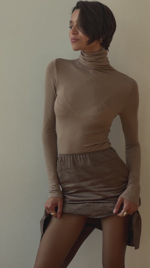 Lyocell Rollkragenshirt – Mokka